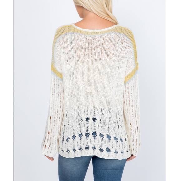 Boutique cream open weave sweater - Picture 3 of 5